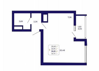 Квартира на продажу студия, 35.3 м2, Республика Башкортостан, проспект Дружбы Народов, 5