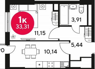 Продаю 1-ком. квартиру, 33.3 м2, Ростов-на-Дону