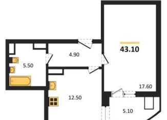 Продам 1-комнатную квартиру, 43.1 м2, Воронеж, улица Шибилкина, 5
