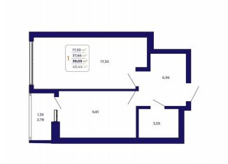 Продам 1-ком. квартиру, 39.1 м2, Республика Башкортостан