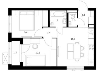 2-ком. квартира на продажу, 45.8 м2, Ярославль, ЖК Волга Парк