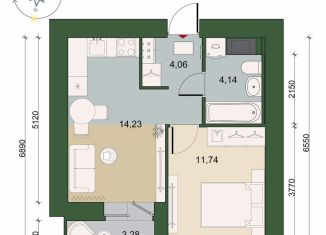 Продаю 1-ком. квартиру, 35.8 м2, городской посёлок Новоселье, ЖК Уютный, Адмиралтейская улица, 6