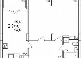 Продажа двухкомнатной квартиры, 54.4 м2, деревня Анкудиновка, ЖК КМ Анкудиновский Парк, жилой комплекс КМ Анкудиновский Парк, 47