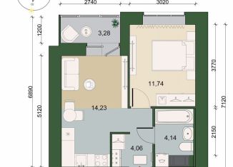 Продажа 1-комнатной квартиры, 36.2 м2, городской посёлок Новоселье, ЖК Уютный, Адмиралтейская улица, 6