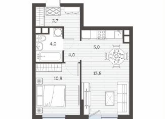 Двухкомнатная квартира на продажу, 41.5 м2, Дагестан, улица Сальмана, 17