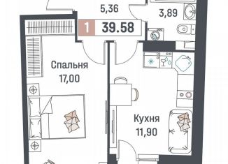 Продается однокомнатная квартира, 39.6 м2, Мурино, ЖК Авиатор