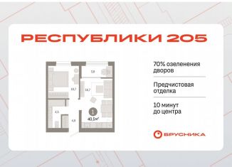 Однокомнатная квартира на продажу, 40.5 м2, Тюмень, Ленинский округ