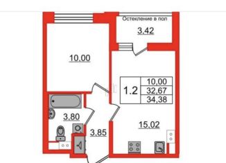 Однокомнатная квартира на продажу, 32.7 м2, Санкт-Петербург, муниципальный округ Невская Застава