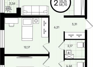 Продаю 2-ком. квартиру, 58.7 м2, Тюмень, ​улица Александра Звягина, 5