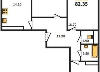 Трехкомнатная квартира на продажу, 82.4 м2, Новосибирск, Пролетарская улица, 271/5с, ЖК Ключ-Камышенский