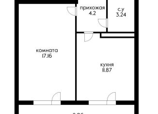 Продажа 1-комнатной квартиры, 45 м2, Краснодар, улица имени Валерия Гассия, 2, ЖК Авиатор
