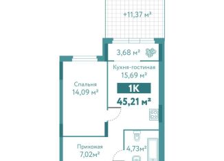 Продажа 1-ком. квартиры, 45.2 м2, Тюмень, улица Павла Никольского, 10к1блок1, ЖК Акватория