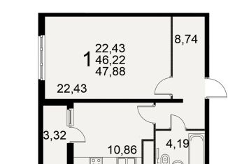 Продам 1-комнатную квартиру, 47.9 м2, Рязань, улица Баженова, 29Ас, Октябрьский район