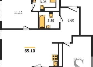 Продажа 2-ком. квартиры, 65.1 м2, Новосибирск, 1-я Чулымская улица, с19, ЖК Ясный Берег