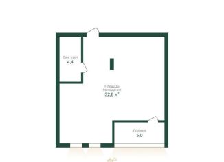 Продажа квартиры со свободной планировкой, 42.2 м2, Омск, улица Красный Путь, 153Г, ЖК Экопарк