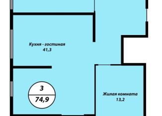 Продажа 2-ком. квартиры, 74.5 м2, Екатеринбург, улица Циолковского, 3, ЖК Лайв