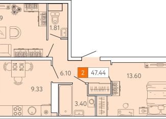 2-комнатная квартира на продажу, 47 м2, Архангельск, территориальный округ Майская горка, Ленинградский проспект, с40
