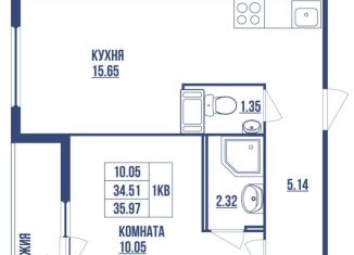 Продается однокомнатная квартира, 36 м2, Кудрово, ЖК Айди Кудрово 3, проспект Строителей, 5
