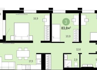 Продажа 3-ком. квартиры, 83.7 м2, Тюмень, жилой комплекс Европейский квартал, с23