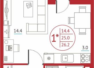 Продается квартира студия, 26.2 м2, Ростов-на-Дону, жилой комплекс Западная Резиденция, лит9, ЖК Западная Резиденция