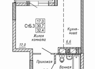 Квартира на продажу студия, 32.5 м2, Новосибирск, ЖК Матрёшкин Двор, улица Петухова, 101/2