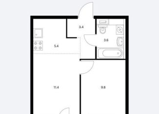 Продается 2-комнатная квартира, 33.6 м2, деревня Николо-Хованское