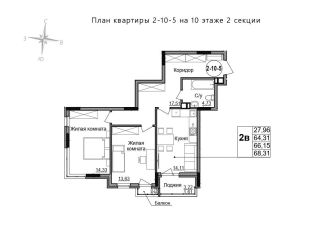 Продается 2-ком. квартира, 66.2 м2, Воткинск