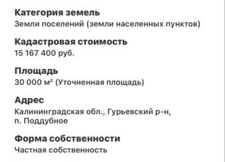 Продам участок, 300 сот., поселок Поддубное