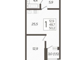 Продам 2-ком. квартиру, 50 м2, Краснодар, ЖК Спортивный Парк, Войсковая улица, 4к2