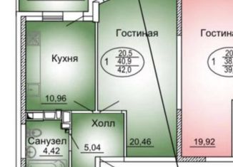 1-комнатная квартира на продажу, 42 м2, Краснодар, Уральская улица, 100/5, ЖК Кино