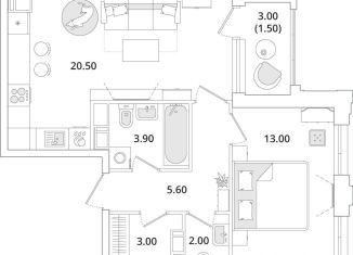 Продажа 1-ком. квартиры, 49.5 м2, Санкт-Петербург, метро Комендантский проспект