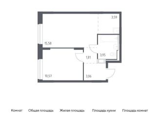 Продам 1-комнатную квартиру, 38.6 м2, Московская область