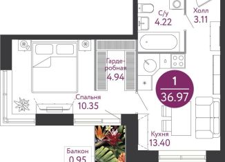 1-ком. квартира на продажу, 36.8 м2, Москва, жилой комплекс Рашен Дизайн Дистрикт, к3А