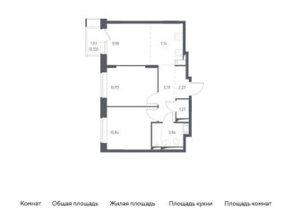 2-комнатная квартира на продажу, 52.1 м2, деревня Мисайлово, микрорайон Пригород Лесное, к5.1