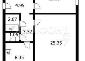 Продажа 2-комнатной квартиры, 59 м2, Новосибирск, улица В. Высоцкого, 143/1, метро Речной вокзал