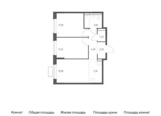 2-комнатная квартира на продажу, 53.1 м2, Московская область