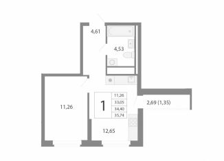 Продам 1-комнатную квартиру, 34.4 м2, Свердловская область