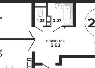 Продаю 2-ком. квартиру, 58.1 м2, Краснодар, Российская улица, 257/7лит1, микрорайон Завод Радиоизмерительных Приборов