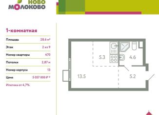 Продается квартира студия, 28.6 м2, село Молоково, жилой комплекс Ново-Молоково, 13, ЖК Ново-Молоково