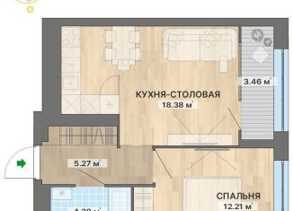 Продается 1-ком. квартира, 43.6 м2, Свердловская область, переулок Ударников, 33