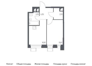 Продается однокомнатная квартира, 33.7 м2, поселение Мосрентген, многофункциональный комплекс Тропарево Парк, к2.1