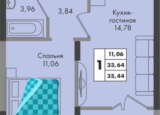 Продается однокомнатная квартира, 35.4 м2, Краснодар, улица имени Генерала Брусилова, 5лит1.2