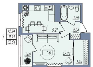 Продам 1-комнатную квартиру, 32.6 м2, Волгоград, Тракторозаводский район