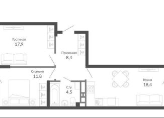 Продается двухкомнатная квартира, 63.2 м2, Новороссийск, ЖК Облака 2