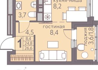 1-ком. квартира на продажу, 26.6 м2, Пермь, ЖК Погода