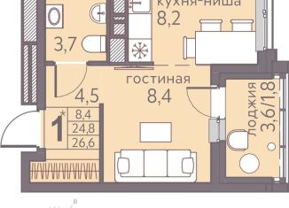 Продаю 1-ком. квартиру, 26.6 м2, Пермь, ЖК Погода