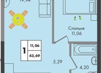 Продажа однокомнатной квартиры, 43.7 м2, Краснодар, Прикубанский округ, улица имени Генерала Брусилова, 5лит1.2