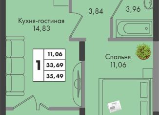 Однокомнатная квартира на продажу, 35.5 м2, Краснодар, улица имени Генерала Брусилова, 5лит1.2