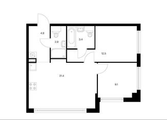 Продажа двухкомнатной квартиры, 54.2 м2, Москва, метро Кунцевская