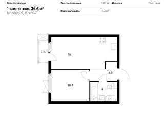 Продается 1-комнатная квартира, 36.6 м2, Санкт-Петербург, метро Обводный канал, жилой комплекс Витебский Парк, 5